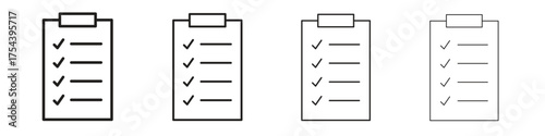 Clipboard icon set in line style. symbol in outline style