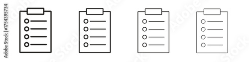 Clipboard icon set in line style. symbol in outline style