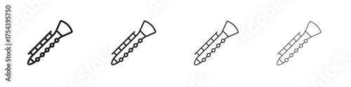 Clarinet icon set in line style. symbol in outline style