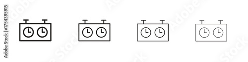 Chess clock icon set in line style. symbol in outline style