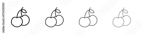 Cherry icon set in line style. symbol in outline style