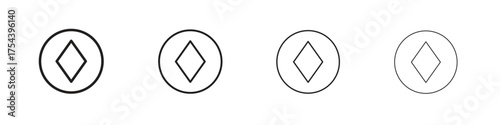 Card-diamond icon set in line style. symbol in outline style