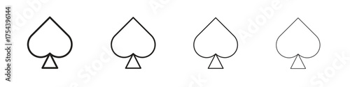 Card-spade icon set in line style. symbol in outline style