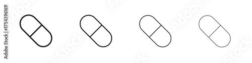 Capsules icon set in line style. symbol in outline style