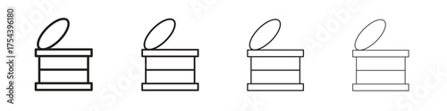 Canned food icon set in line style. symbol in outline style