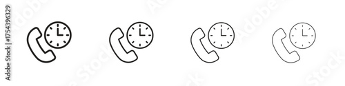 Call duration icon set in line style. symbol in outline style