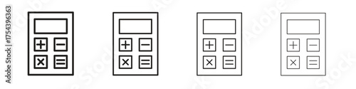 Calculator icon set in line style. symbol in outline style