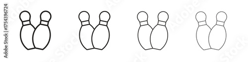 Bowling pins icon set in line style. symbol in outline style