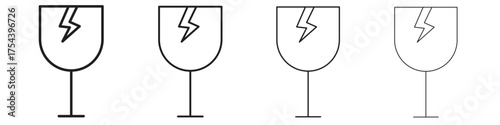 Box fragile icon set in line style. symbol in outline style