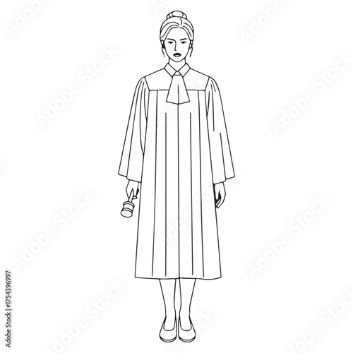 Dignified Judge Line Art – Judge Vector Outline with Smooth Balanced Features – Judge Drawing – Vector of Judge – Judge Sketch