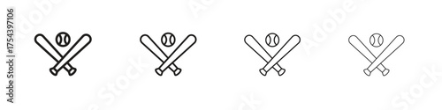 Baseball icon set in line style. symbol in outline style