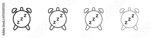 Alarm snooze icon set in line style. symbol in outline style