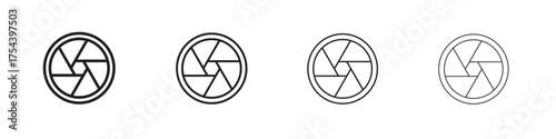 Aperture icon set in line style. symbol in outline style