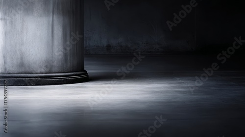 A deep indoor scene with shadow effects dominated by gray tones.