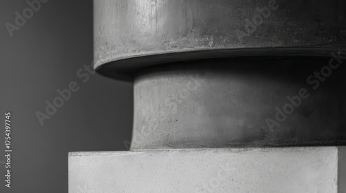 Modern concrete column showcasing architectural craftsmanship with contrasting shadows and light textures,
