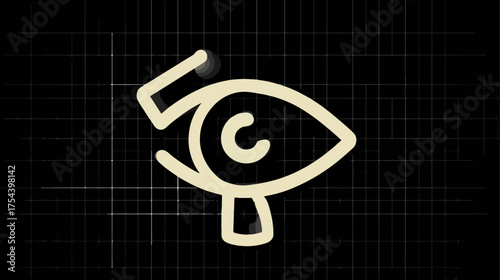 Eye symbol illustration on a black grid background