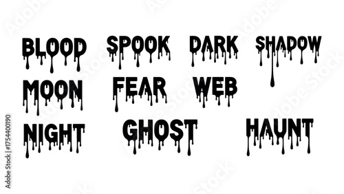 Sinister Halloween Text: Halloween themed words in dripping fonts, evoking eerie and frightening. Evokes the spooky essence of the Halloween.