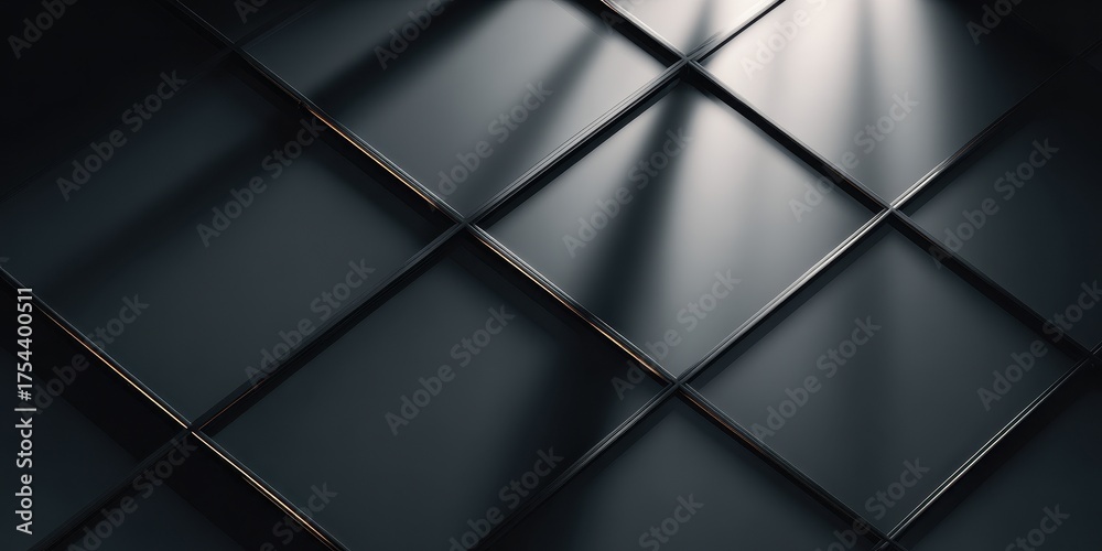 Obraz premium Dark Geometric Glass Tiles with Dynamic Light Reflections for Business Background