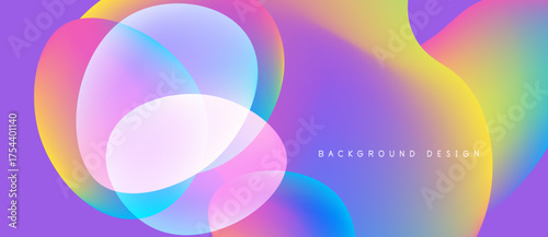 Vibrant abstract background. Overlapping circles create colorful gradients, blending pinks, blues, yellows. Modern design element.