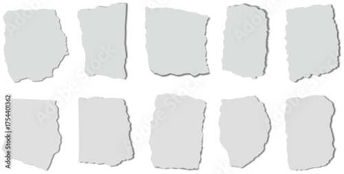 Torn paper pieces collection white background scrap texture