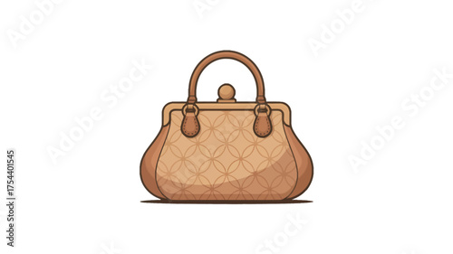 Elegant purse illustration vintage style handbag with clasp isolated on white background