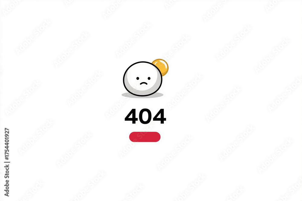 Fototapeta premium Sad cartoon character with 404 error message and glitching effect on