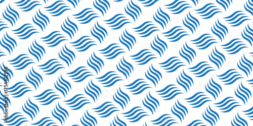 Waves seamless pattern. Abstract curve lines repeat tiling background. Rhythmic waves pattern. Modern geometric curve line seamless pattern.