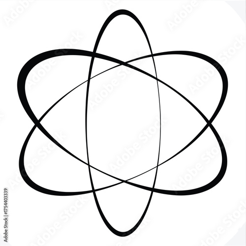 Abstract atomic symbol vector illustration elegant intersecting elliptical lines scalable eps icon silhouette vector illustration white background