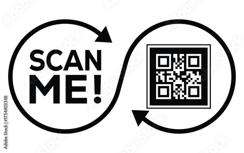 QR code scan icon set. Scan me frame. QR code scan for smartphone. QR code for mobile app, payment and identification. Vector illustration.