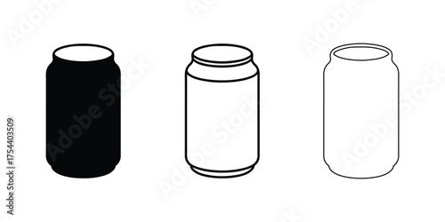 Vector soda can design, Beverage tin outline and silhouette
