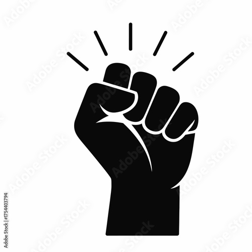 Icon of a raised clenched black fist vector graphic for declarative eps files silhouette vector illustration white background