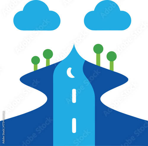 flooded road clip art on transparent background