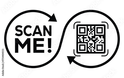 QR code scan icon set. Scan me frame. QR code scan for smartphone. QR code for mobile app, payment and identification. Vector illustration.