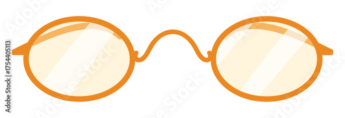 Classic Victorian man round eyeglasses with gold frame on white isolated background vector illustration