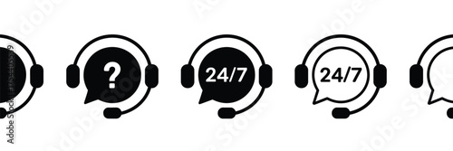 Scalable vector graphics icons for customer support 24/7 and assistance eps format silhouette vector illustration white background