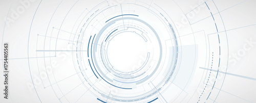 Technology science concept banner. Molecular technology structure with digital overlay
