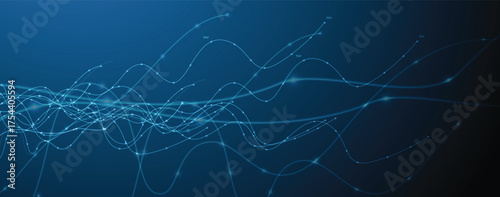 Technology science concept banner. Molecular technology structure with digital overlay