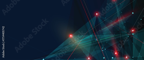 Technology science concept banner. Molecular technology structure with digital overlay