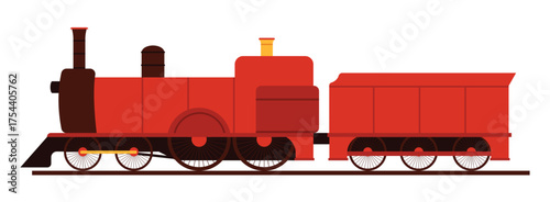Classic Victorian steam locomotive train isolated on white background for history and transport concepts vector illustration