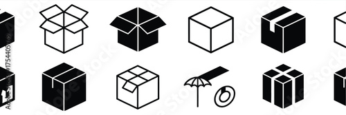 Isometric vector icons of shipping boxes parcels and gifts eps scalable graphics for logistics and e-commerce silhouette vector illustration white background