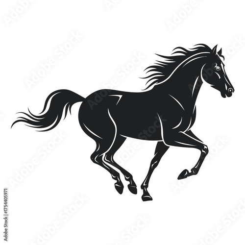 Elegant black horse galloping vector illustration scalable eps animal icon for design silhouette vector illustration white background