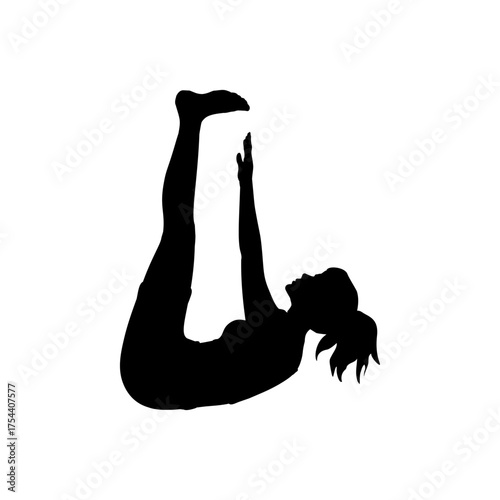 Silhouette girl yoga pose exercise flexibility.