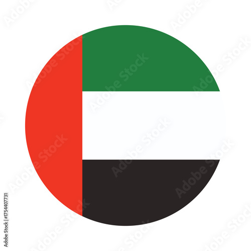 Isolated round icon of the United Arab Emirates flag for web, print, or educational use vector illustration