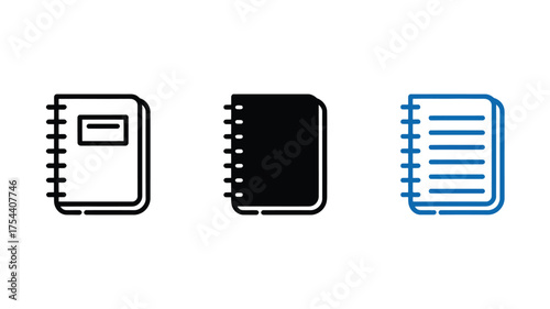 Set of notebook icons simple line art vector illustration perfect for app design and user interface elements