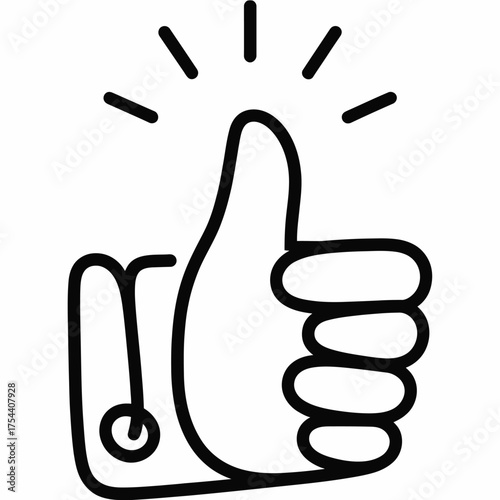 Vector illustration of a thumbs up hand icon for approval success and agreement silhouette vector illustration white background