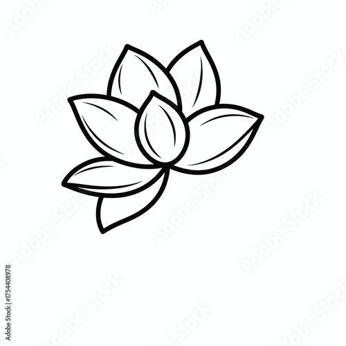 Elegant black and white lotus flower vector illustration scalable eps icon for serene design projects silhouette vector illustration white background