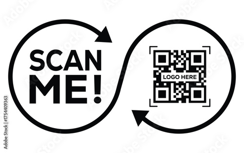 QR code scan icon set. Scan me frame. QR code scan for smartphone. QR code for mobile app, payment and identification. Vector illustration.