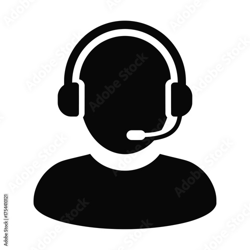 Minimalist operator icon vector illustration for scalable eps graphic design and customer service silhouette vector illustration white background