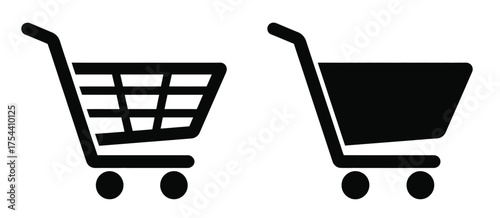 Minimalist vector icons two shopping carts for e commerce and retail applications eps scalable silhouette vector illustration white background