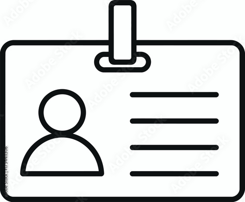 Vector illustration of a rectangular badge with rounded corners and clip for identification and access pass silhouette vector illustration white background
